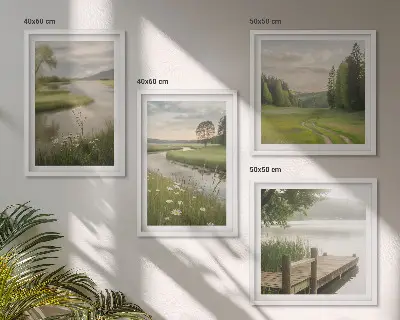 Sommerlandschaften Flusswiese als gerahmtes Polyptychon