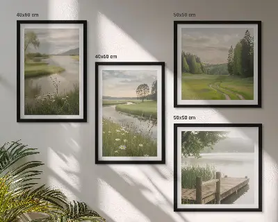 Sommerlandschaften Flusswiese als gerahmtes Polyptychon