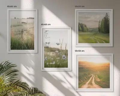Polyptychon mit Rahmen Landschaften mit Natur, Feldern und Sonne