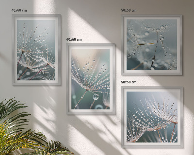 Wanddeko-set Wassertropfen auf Löwenzahnsprossen