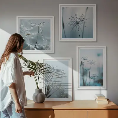 Wanddeko-Set Löwenzahn mit Wassertropfen Set mit Wassertropfen-Motiv