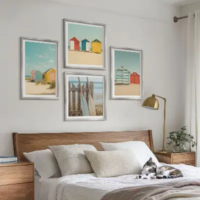 Wanddeko-Set bunte Häuser mit Strand und Sonne