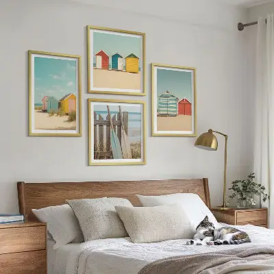 Wanddeko-Set bunte Häuser mit Strand und Sonne