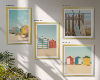 Wanddeko-set Bunte Häuser, Strand, Sonne