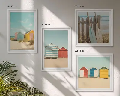 Wanddeko-Set bunte Häuser mit Strand und Sonne