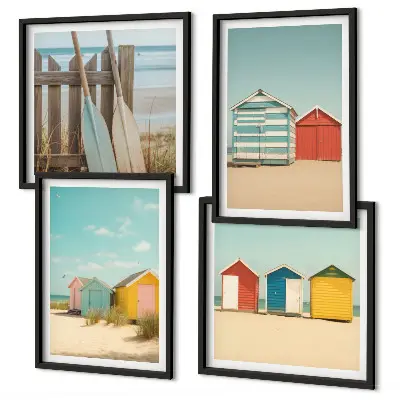 Wanddeko-Set bunte Häuser mit Strand und Sonne