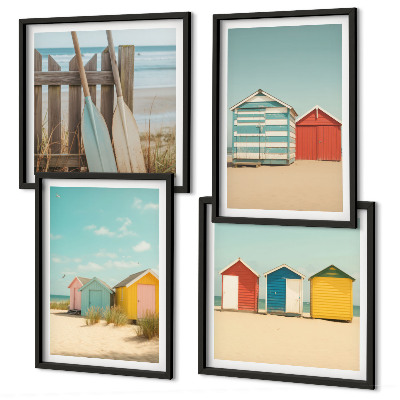 Wanddeko-set Bunte Häuser, Strand, Sonne
