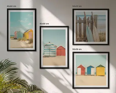 Wanddeko-Set bunte Häuser mit Strand und Sonne