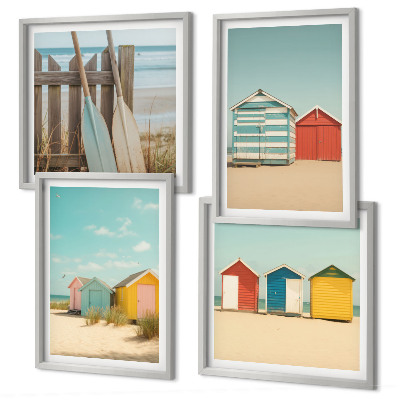Wanddeko-set Bunte Häuser, Strand, Sonne