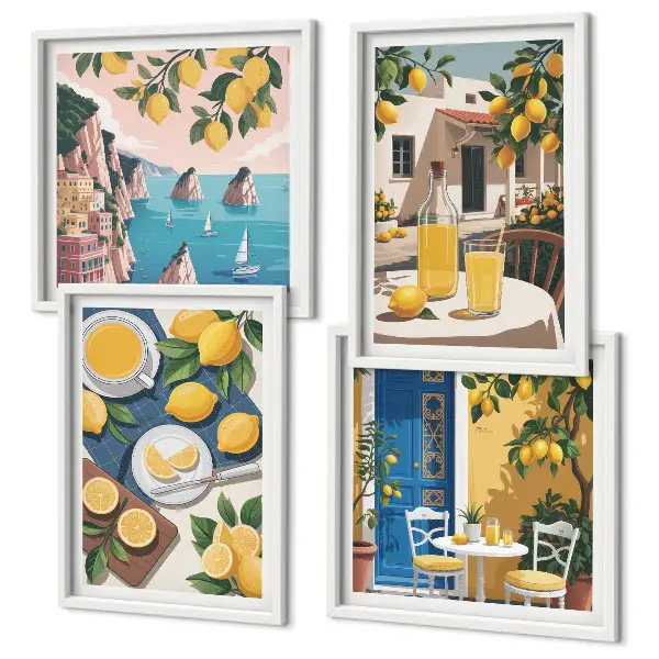 Patio Sun Limonade Polyptychon mit Rahmen