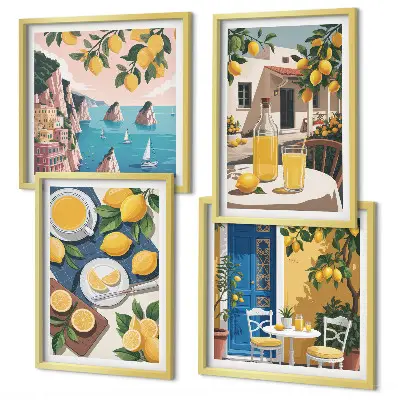 Patio Sun Limonade Polyptychon mit Rahmen