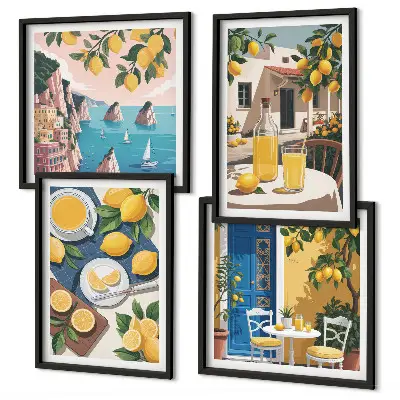 Patio Sun Limonade Polyptychon mit Rahmen
