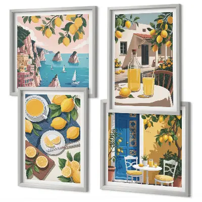 Patio Sun Limonade Polyptychon mit Rahmen