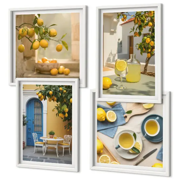 Wanddeko-Set Zitronenlimonade an einer blauen Tür