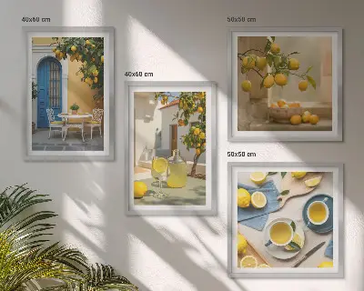 Wanddeko-Set Zitronenlimonade an einer blauen Tür