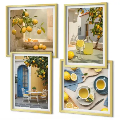 Wanddeko-Set Zitronenlimonade an einer blauen Tür