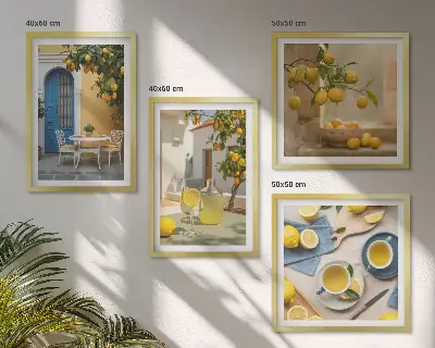 Wanddeko-Set Zitronenlimonade an einer blauen Tür