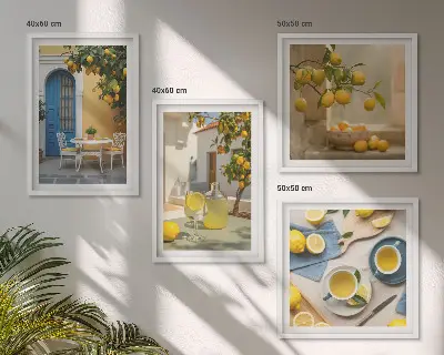Wanddeko-Set Zitronenlimonade an einer blauen Tür