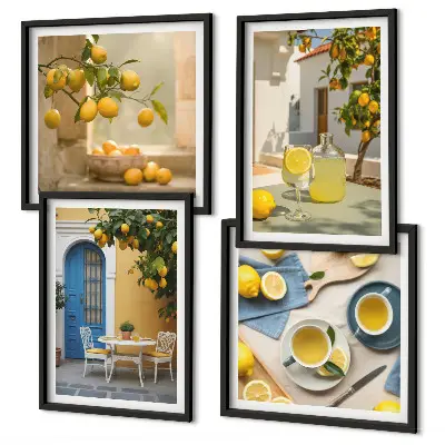 Wanddeko-Set Zitronenlimonade an einer blauen Tür