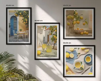 Wanddeko-Set Zitronenlimonade an einer blauen Tür
