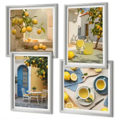 Wanddeko-Set Zitronenlimonade an einer blauen Tür