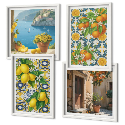 Wanddeko-set Zitronen, Blumen, Orangen, Italien