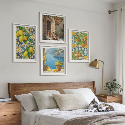 Wanddeko-set Zitronen, Blumen, Orangen, Italien