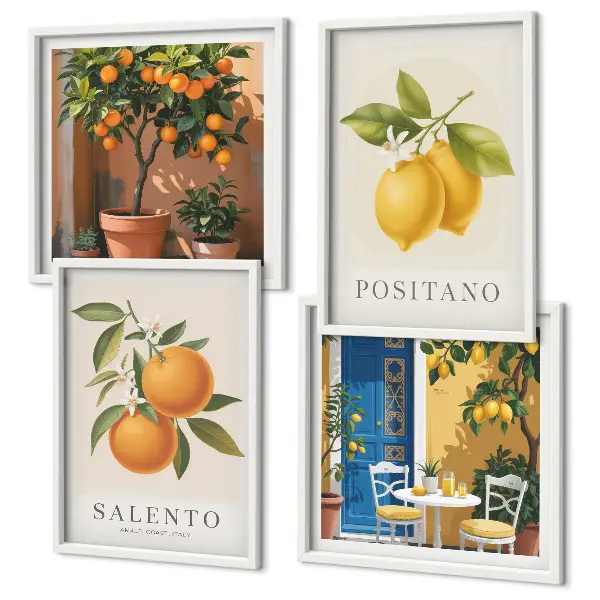 Wanddeko-Set mit Amalfi-Zitronen und -Orangen