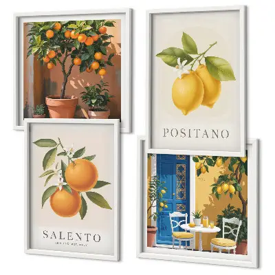 Wanddeko-Set mit Amalfi-Zitronen und -Orangen