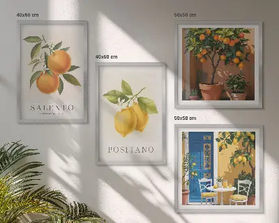 Wanddeko-Set mit Amalfi-Zitronen und -Orangen