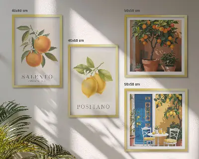 Wanddeko-Set mit Amalfi-Zitronen und -Orangen
