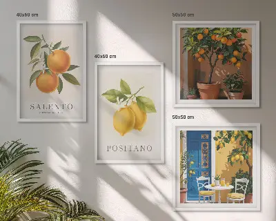 Wanddeko-Set mit Amalfi-Zitronen und -Orangen