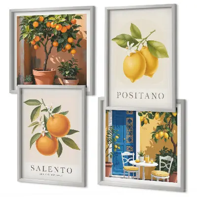 Wanddeko-Set mit Amalfi-Zitronen und -Orangen
