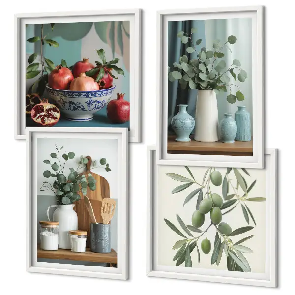 Wanddeko-Set mit grünen Oliven und Eukalyptus
