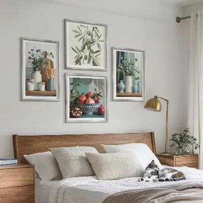 Wanddeko-Set mit grünen Oliven und Eukalyptus