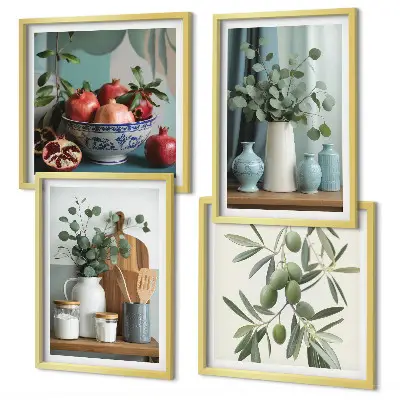 Wanddeko-Set mit grünen Oliven und Eukalyptus