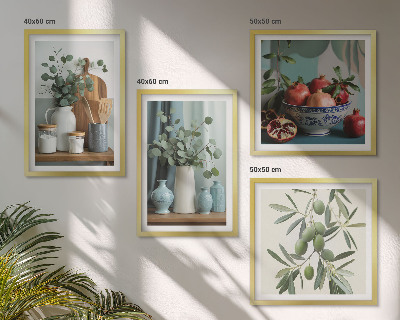 Wanddeko-set Grüne Oliven, Eukalyptus