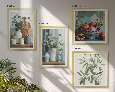 Wanddeko-Set mit grünen Oliven und Eukalyptus