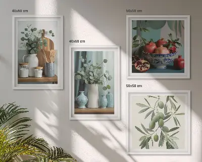 Wanddeko-Set mit grünen Oliven und Eukalyptus