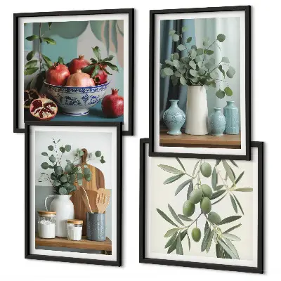 Wanddeko-Set mit grünen Oliven und Eukalyptus