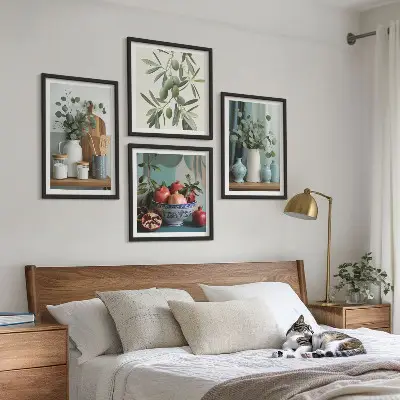 Wanddeko-Set mit grünen Oliven und Eukalyptus