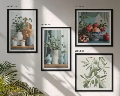 Wanddeko-Set mit grünen Oliven und Eukalyptus