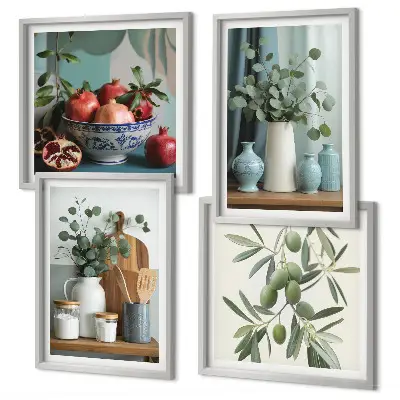 Wanddeko-Set mit grünen Oliven und Eukalyptus