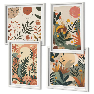 Wanddeko-set Pastellfarbene Pflanzenmuster