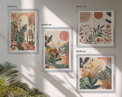 Wanddeko-set Pastellfarbene Pflanzenmuster