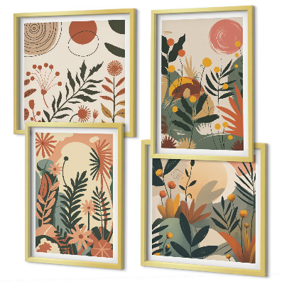 Wanddeko-set Pastellfarbene Pflanzenmuster