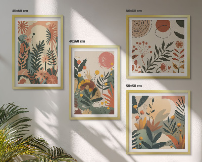 Wanddeko-set Pastellfarbene Pflanzenmuster