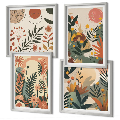 Wanddeko-set Pastellfarbene Pflanzenmuster