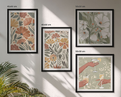 Wanddeko-set Blumenmuster in Orange und Grün