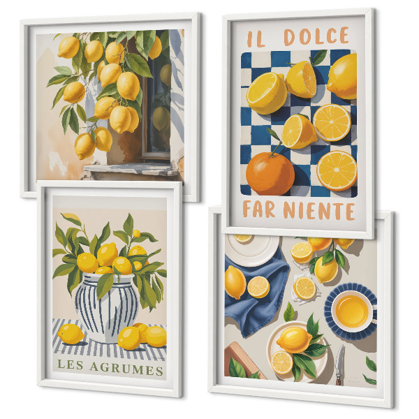 Wanddeko-set Retro gelbe Zitrusfrüchte